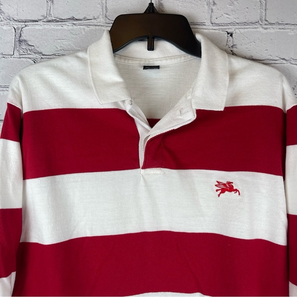 Vintage Mobil Gas Pegasus Shirt Mens 2XL Red Striped Rugby Polo Where’s‎ Waldo - Picture 4 of 6